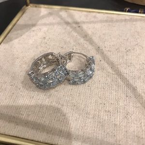 Aquamarine & sterling silver medium hoop earrings